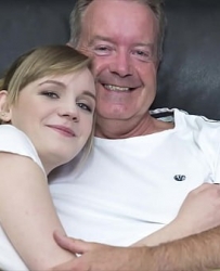 Sexy blonde bends over to get fucked by grandpa big cock